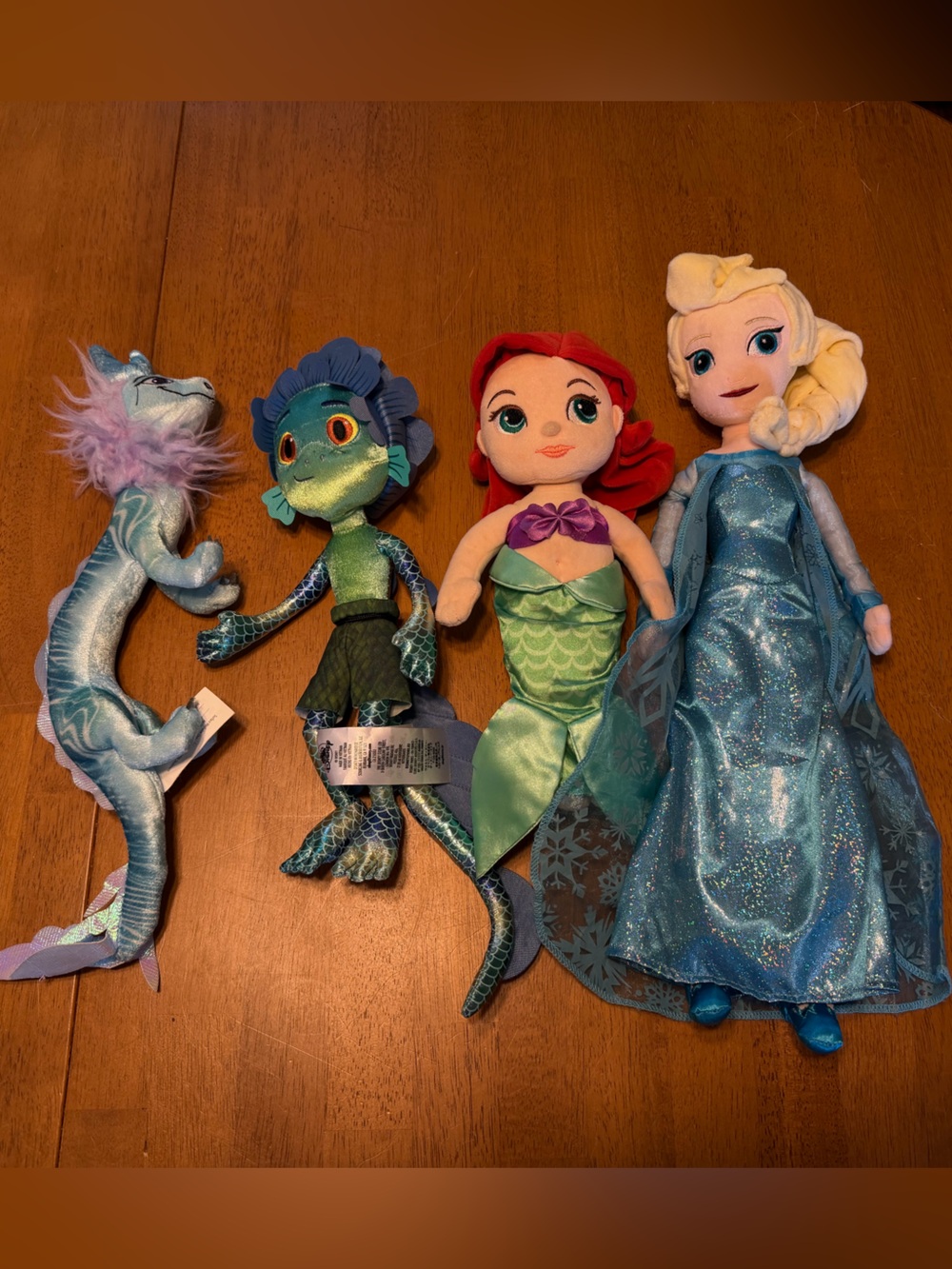 Disney Plush Lot - Ariel, Elsa, Sisu and Luca